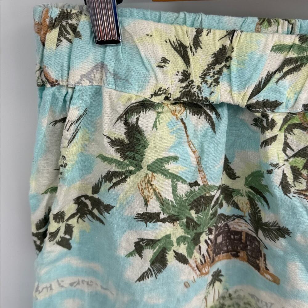 Casa Cabana linen blend island palm tree print elastic waist pull on shorts sz L - Picture 2 of 6